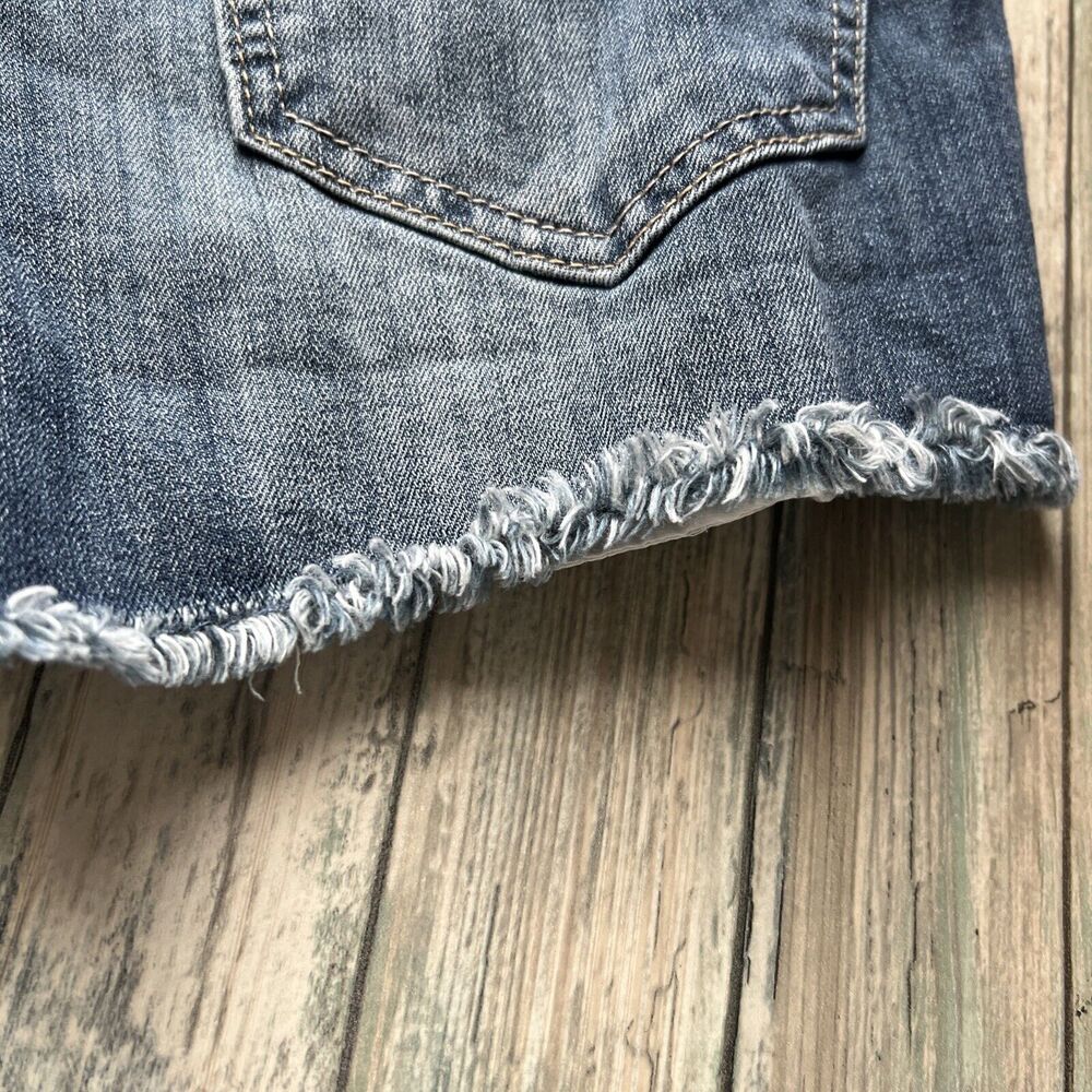 Mudd Junior Womens Shorts Size 5 Stretch Denim Jean Mid Rise Distressed Blue - Picture 6 of 11
